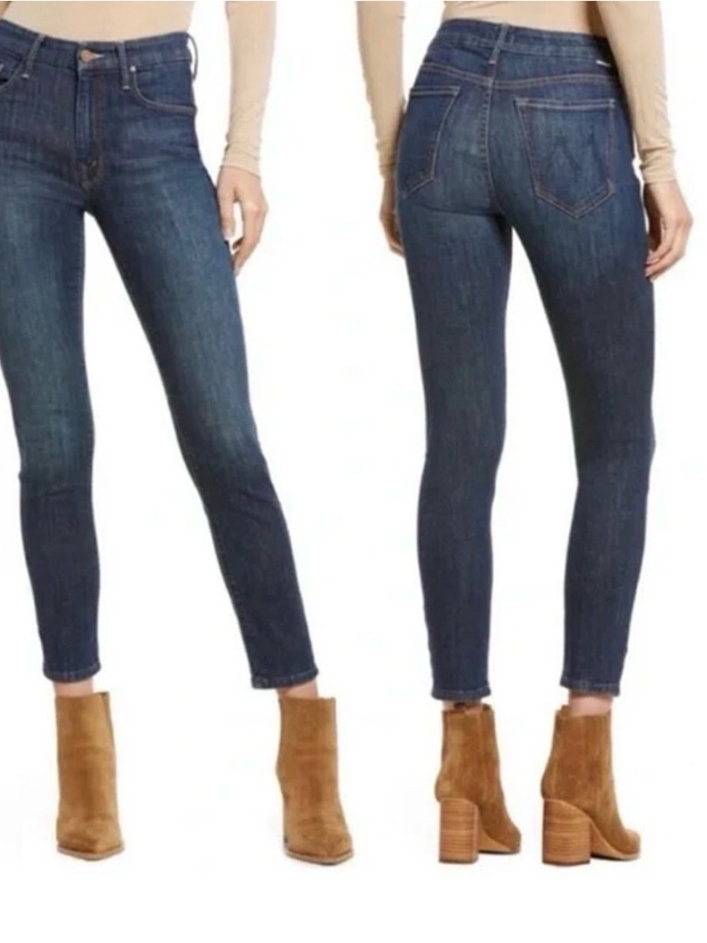 MOTHER The High Waisted Looker Jeans Size 32 One Fell Swoop Skinny Dark Wash